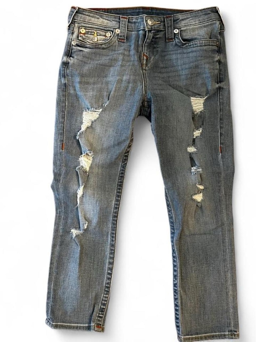True Religion Women's Distressed Capri Jeans